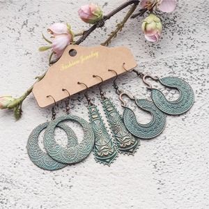 3 Pair Set Tribal Bohemian Dangle Earrings